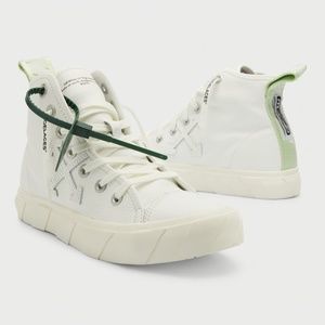Off-White Vulcanized Leather Mid-Top Sneakers